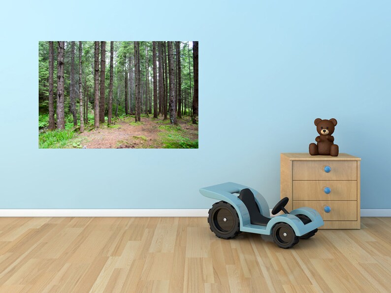 Forest wall decal print trees wall decal poster green tree Etsy