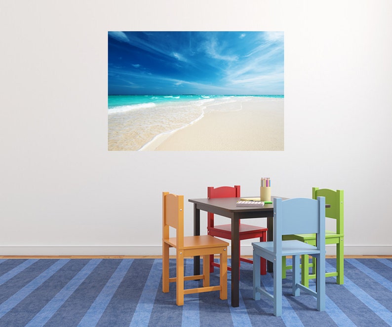 Amazing beach wall decal coast photo decal children room decor poster, colorful ocean wall art print for nursery room decoration send 253 image 4