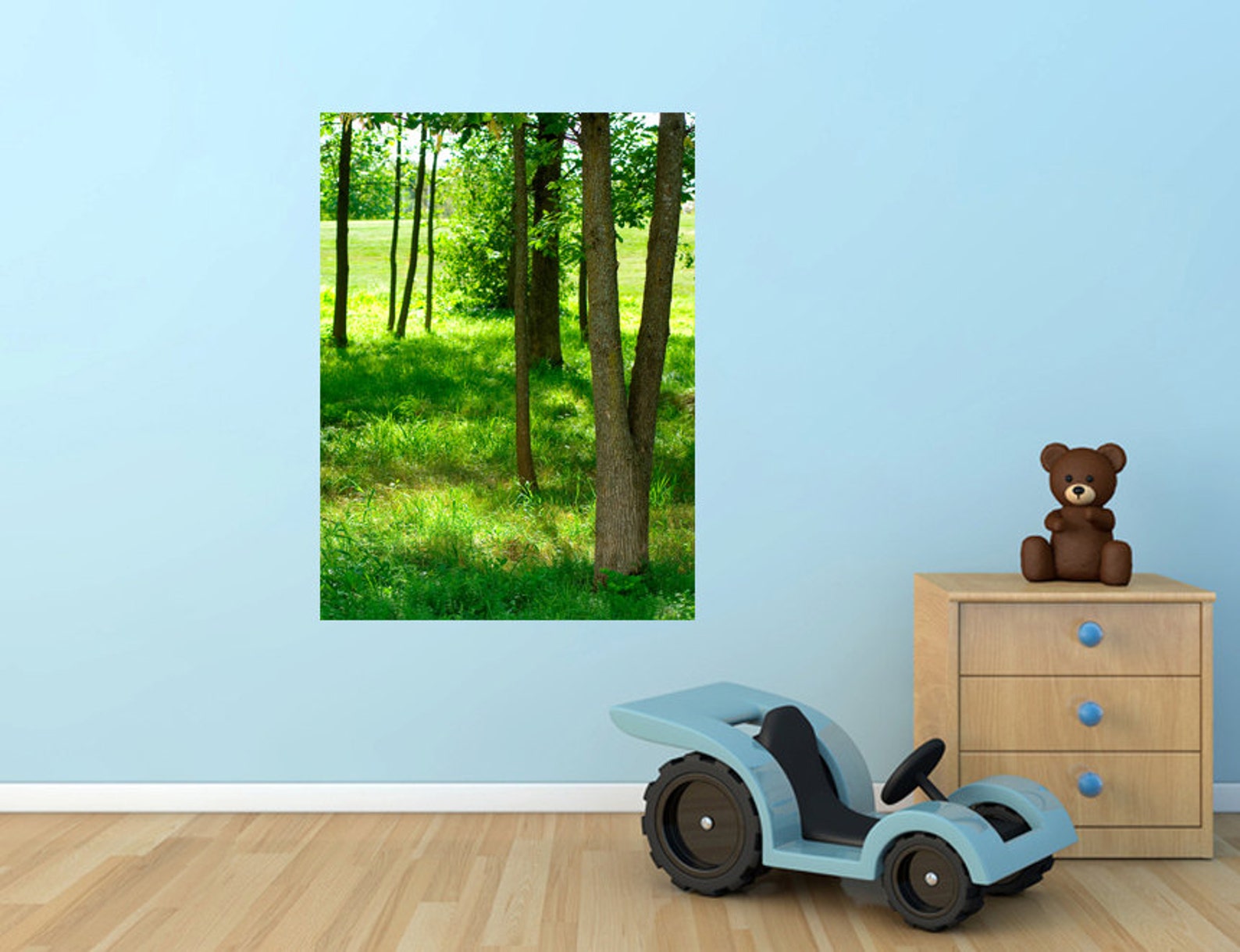 Forest Wall Decal Green Trees Decal Vertical 3D Window Wall Etsy