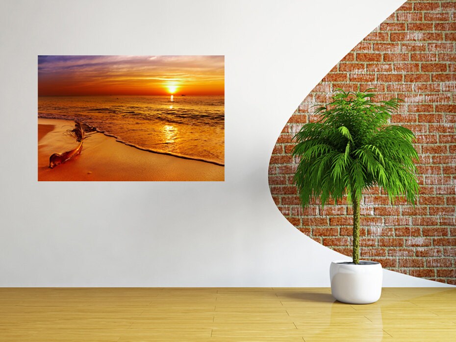 Sunset beach wall decal tropical beach decal vinyl for home | Etsy