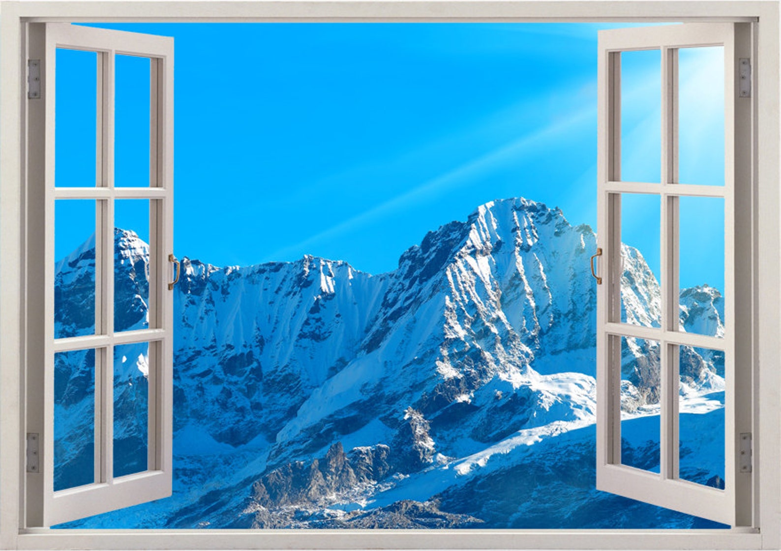 Mountains Wall Stickers 3d Window Snow Mountain Decals for Etsy