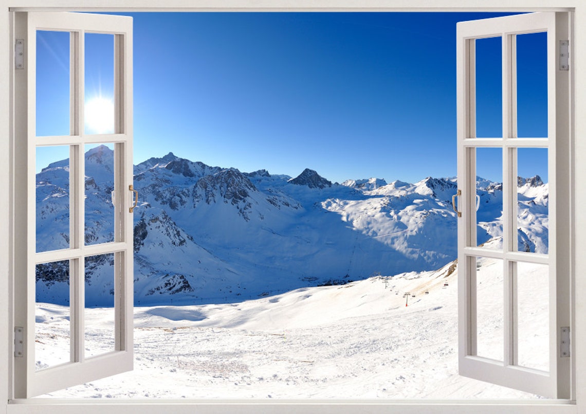 Snow Mountains Wall Stickers Window Snow Mountain Decals for Etsy