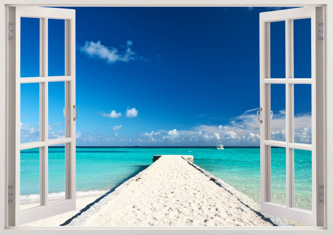 Colorful Beach Removable Wall Decals 3D Window Coast Wall Etsy