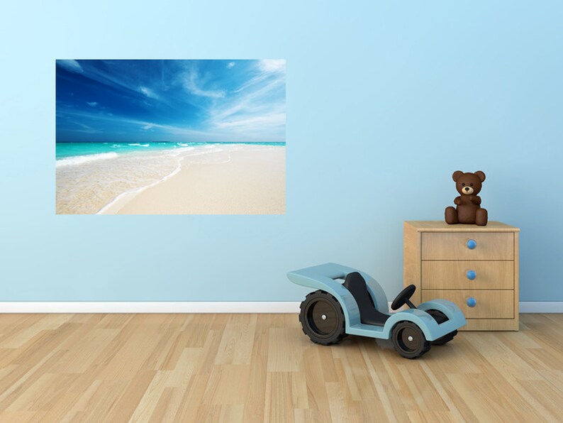 Amazing beach wall decal coast photo decal children room decor poster, colorful ocean wall art print for nursery room decoration send 253 image 3