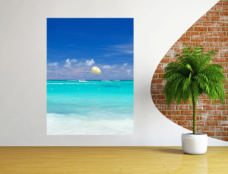 Blue Beach Wall Art Vertical 3D Window Beach Large Wall Etsy