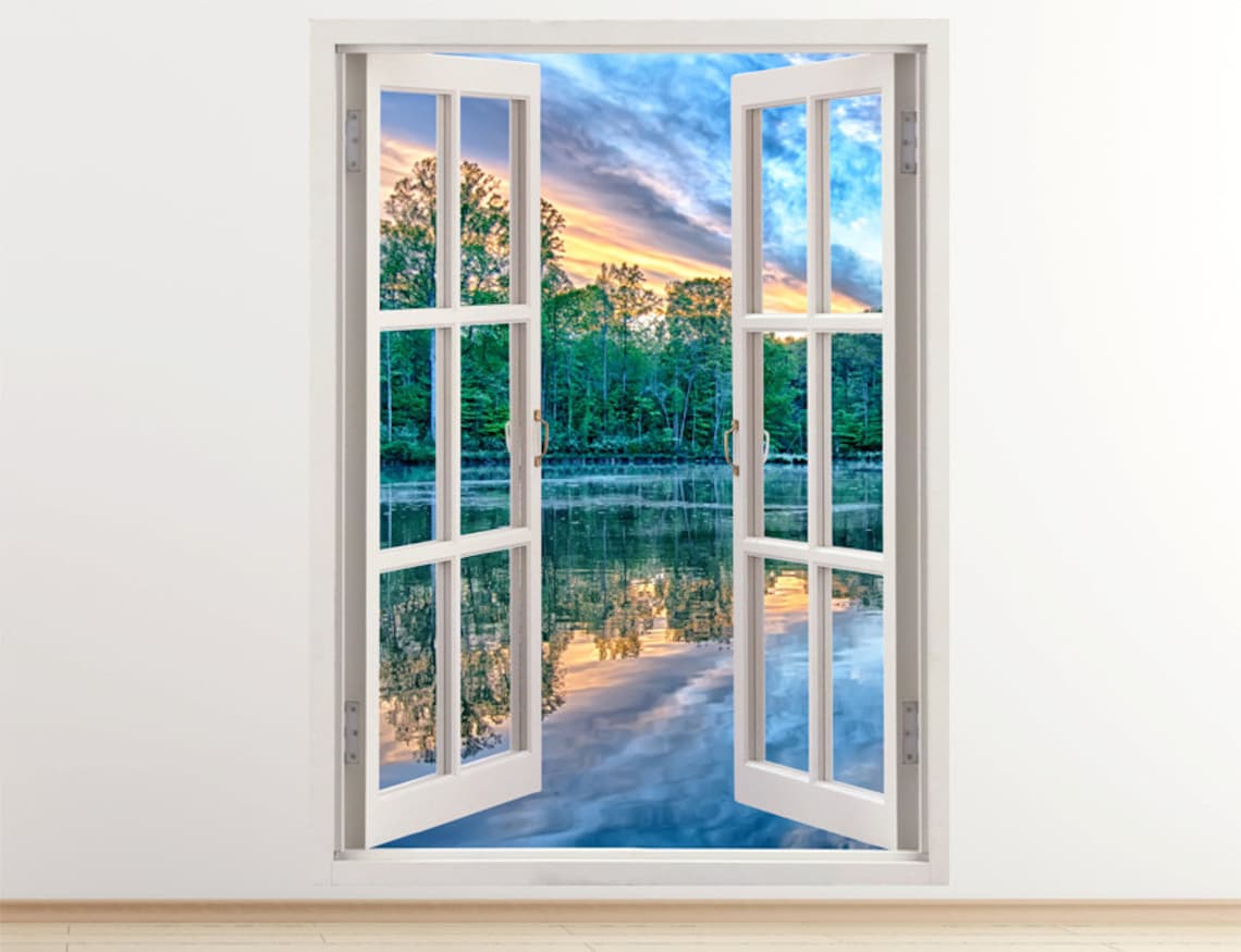 River wall decal vertical 3D window home design river at Etsy