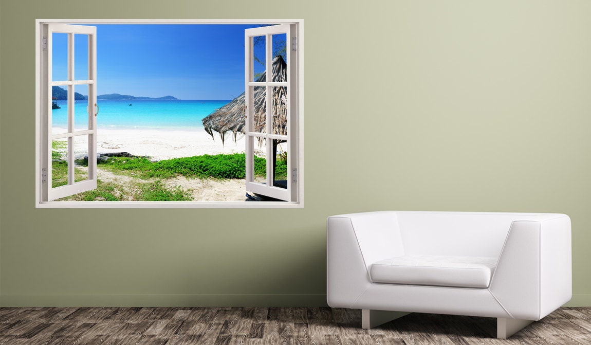 Beautiful Beach Removable Wall Decals 3D Window Beach Vinyl Etsy