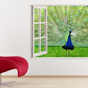 Peacock Wall Sticker Window Peacock in Green Park Wall Decal - Etsy