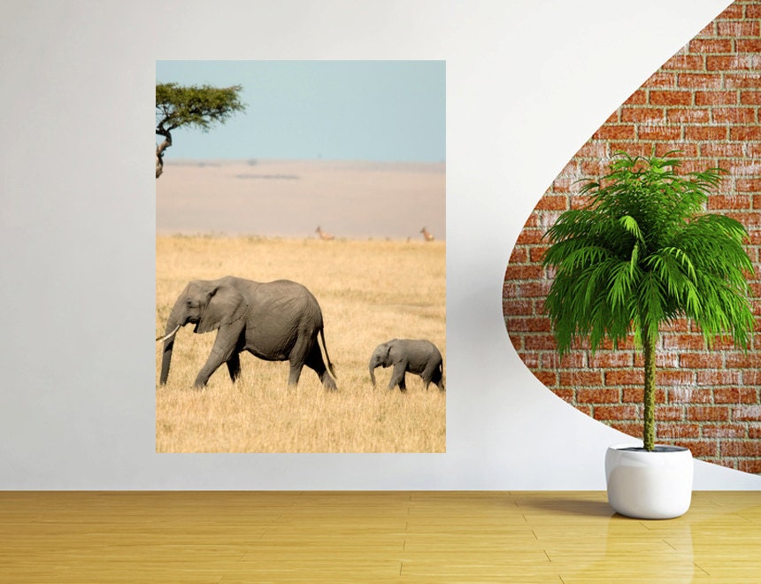 Elephants wall decal vertical 3D window for children room Etsy