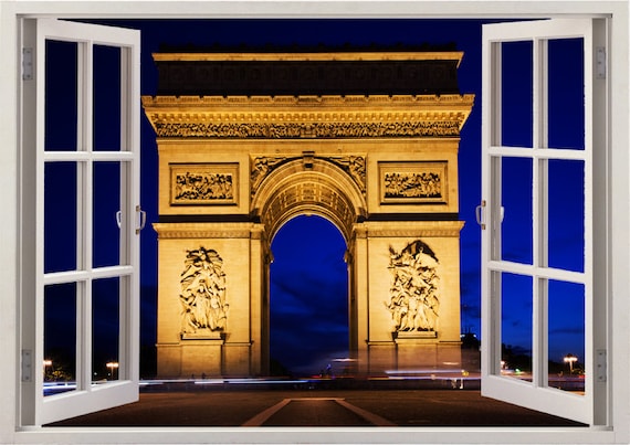 The Arc de Triomphe Vinyl Wall Decal Windowscape France Series 29.35 wide x 27.6 tall