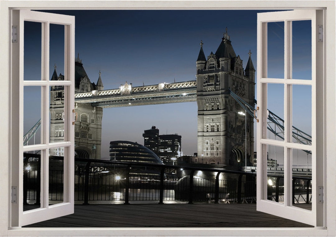 Tower Bridge London Wall Sticker 3D Window, London Wall Decal UK for
