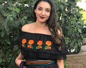 Over the shoulders Embroidered Mexican blouse