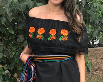 Over the shoulders Embroidered Mexican blouse- clearance sale