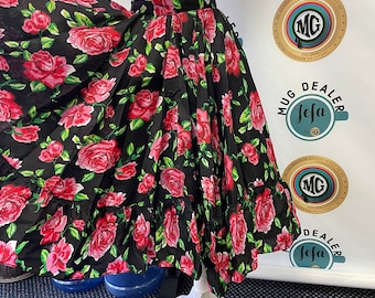 Floral double circle folkloric skirt