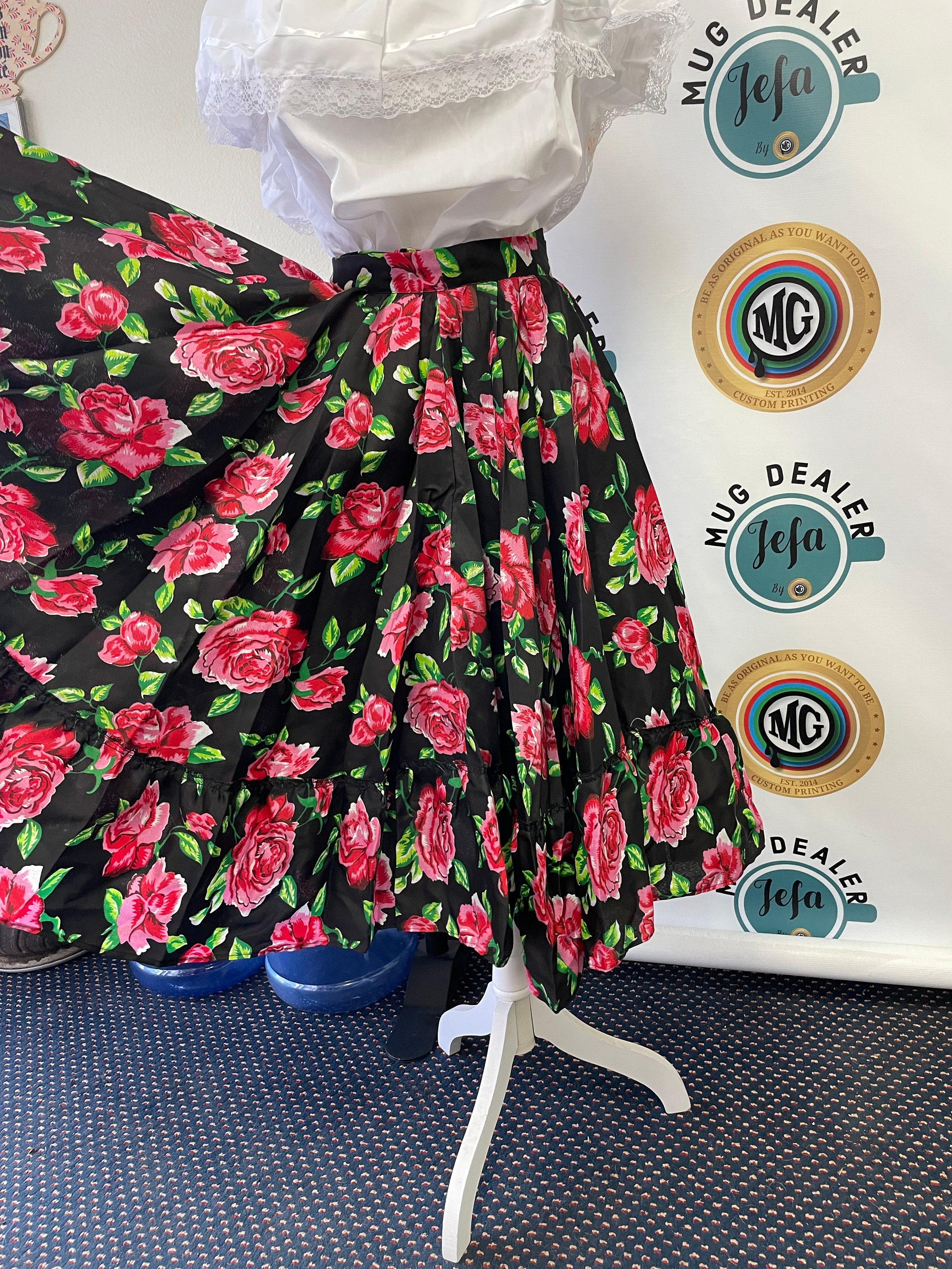 Floral Double Circle Folkloric Skirt - Etsy