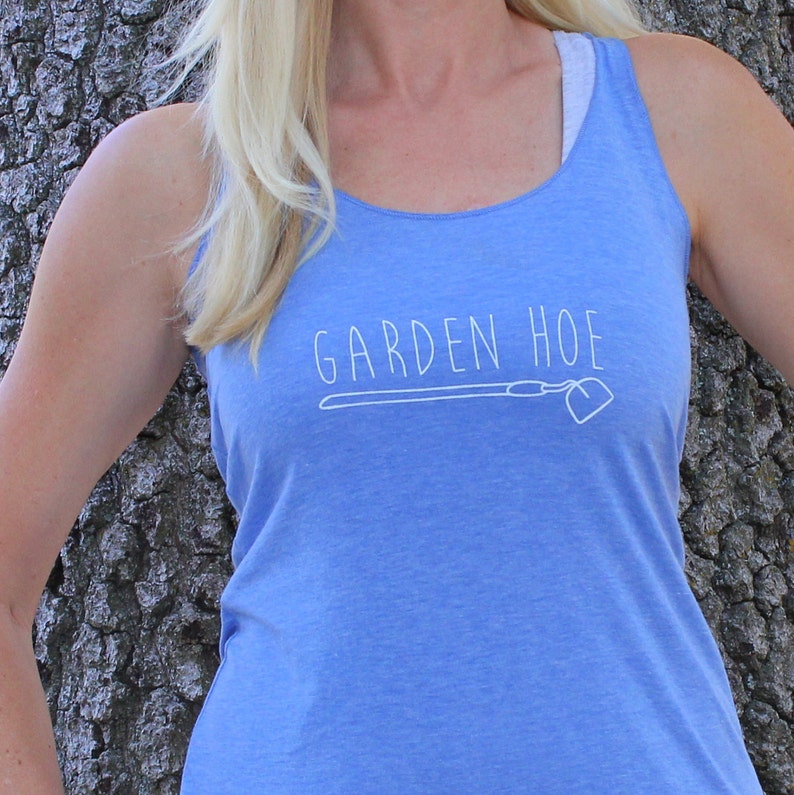 GARDEN HOE Gardening Shirt Yoga Top Blue Women's Triblend Tank Top image 5