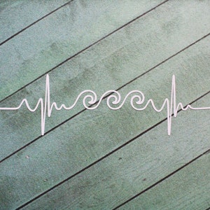 Beach Waves Heartbeat Decal - Ocean - EKG - Vinyl Car or Wall Decal