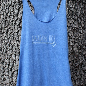 GARDEN HOE Gardening Shirt Yoga Top Blue Women's Triblend Tank Top image 1