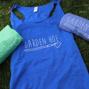 GARDEN HOE Gardening Shirt Yoga Top Blue Women's Triblend Tank Top image 4