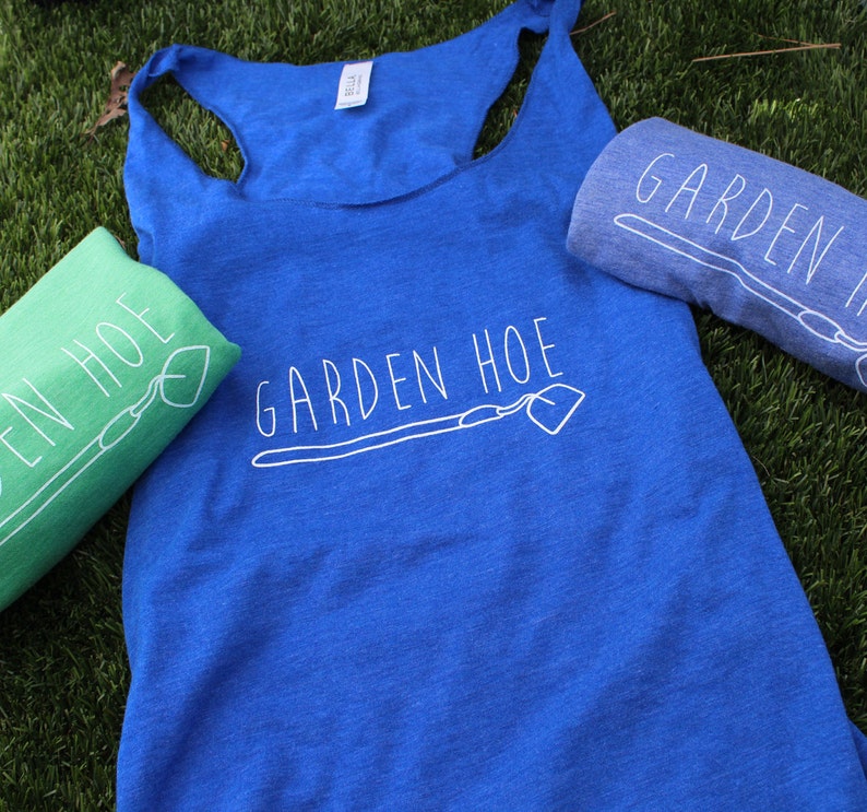 GARDEN HOE Gardening Shirt Yoga Top Blue Women's Triblend Tank Top image 4