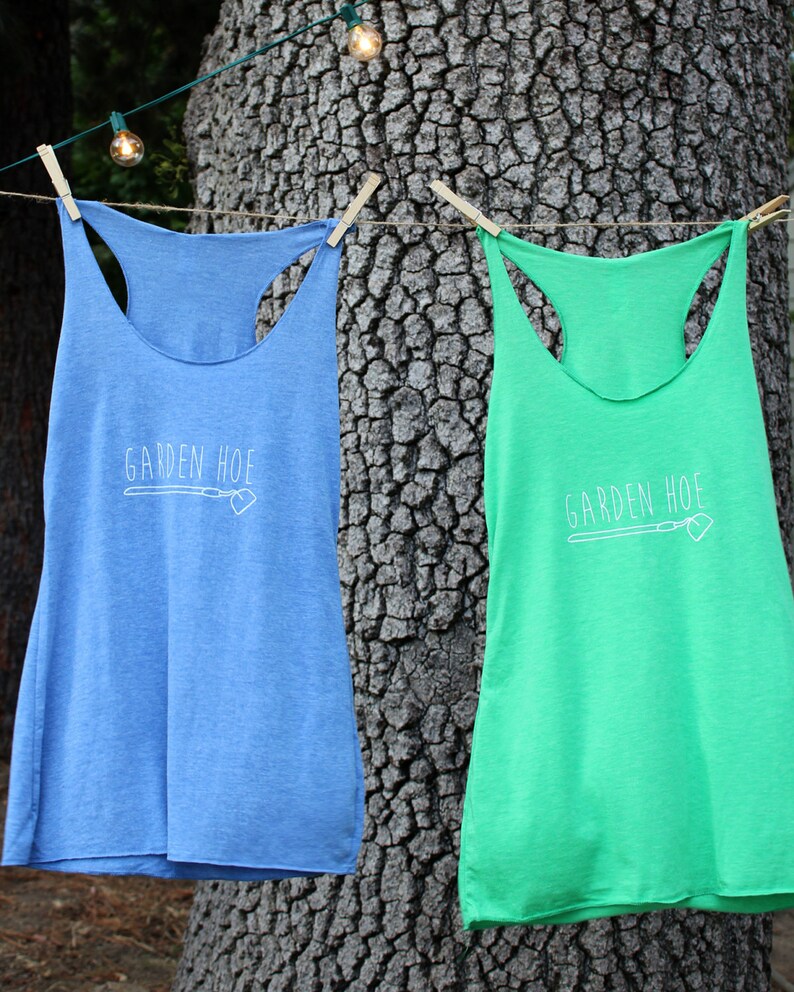 GARDEN HOE Gardening Shirt Yoga Top Blue Women's Triblend Tank Top image 3