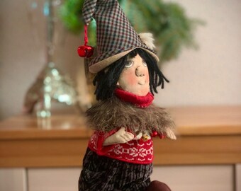 Dwarf  Gnome Gnome Country style bell blue doll forest man gift handmade autumn winter original gift good mood