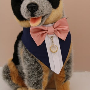 Navy Ring Bearer Tuxedo Bandana, Dog Wedding Attire, Extra Small to Extra Large image 2