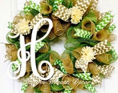 26 quot Year Around Monogram Wreath-Vine Wreath- Summer Vine Wreath