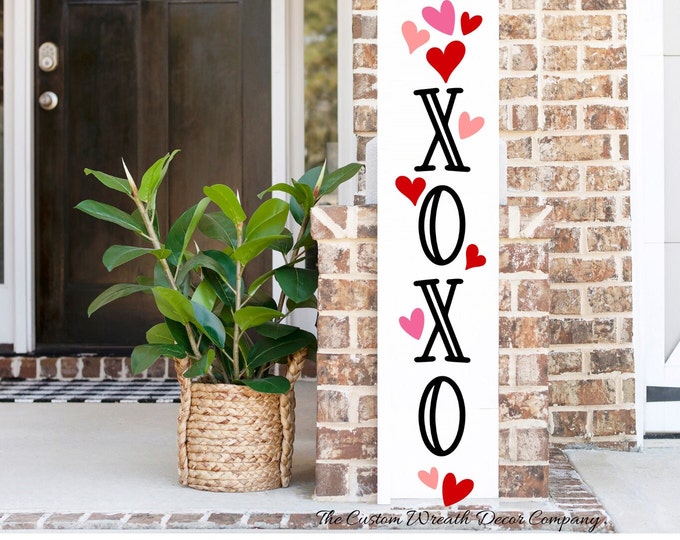 XOXO Valentine Porch Sign, Valentine Heart Welcome Porch Sign, Valentine Porch Leaner