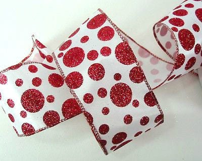 Wired RedWhite Ribbon 58 wide BY THE YARD