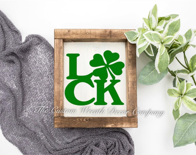 St. Patrick’s Day Mini Sign, Luck Wood Sign, Four Leaf Clover Sign, St. Patrick’s Day Shelf Sitter, St. Patrick’s Day desk sign