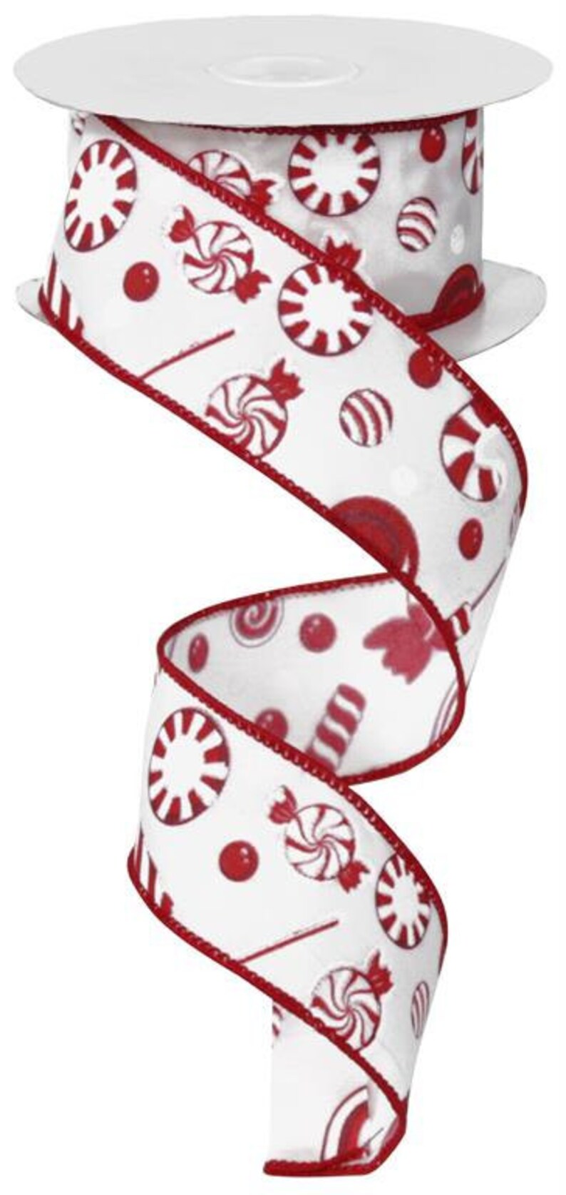 1.5 Red and White Candy Cane Ribbon Christmas Ribbon Etsy
