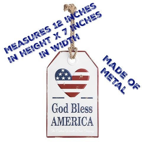 God Bless America Tag, God Bless America Metal Tag 30071125, Red White Blue God  Bless America Sign, Patriotic Sign