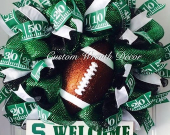 Green Football Wreath, Philadelphia Eagles Wreath, College Football Wreath, Spartans Wreath, Green High School Wreath