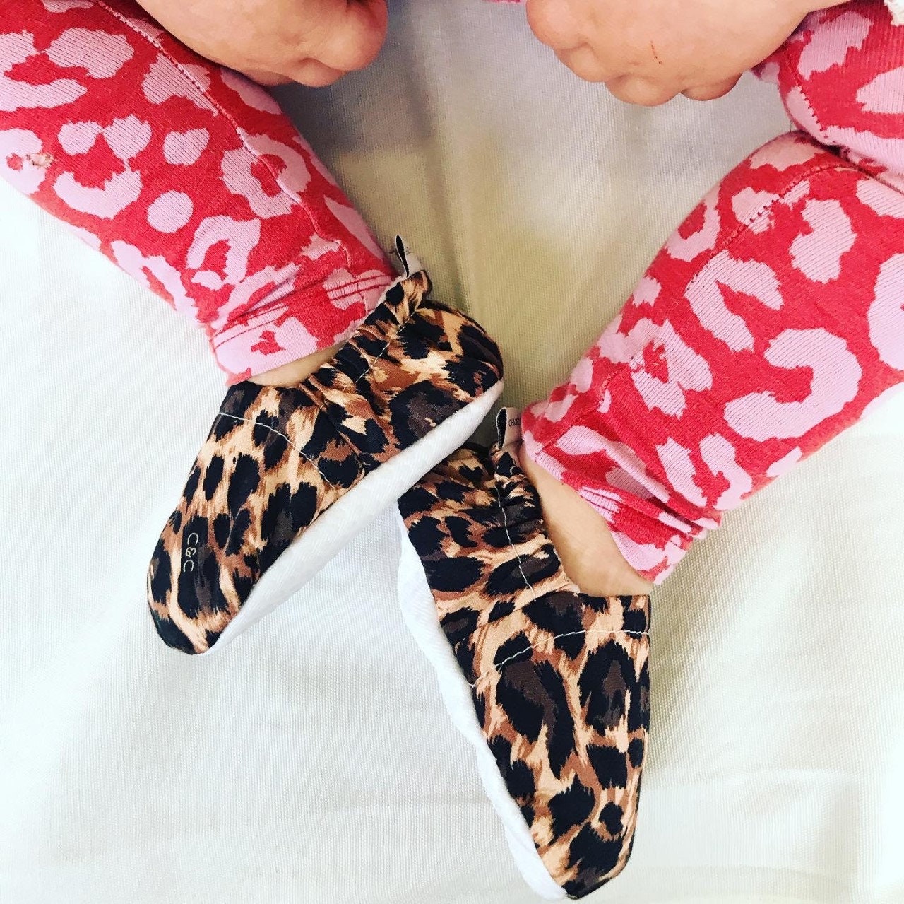 leopard baby booties