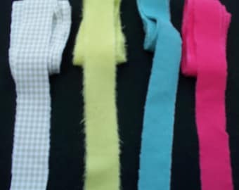 Hand Torn Fabric Strips: 1.125" Wide, 20+ Yards, Rag Rug Supplies