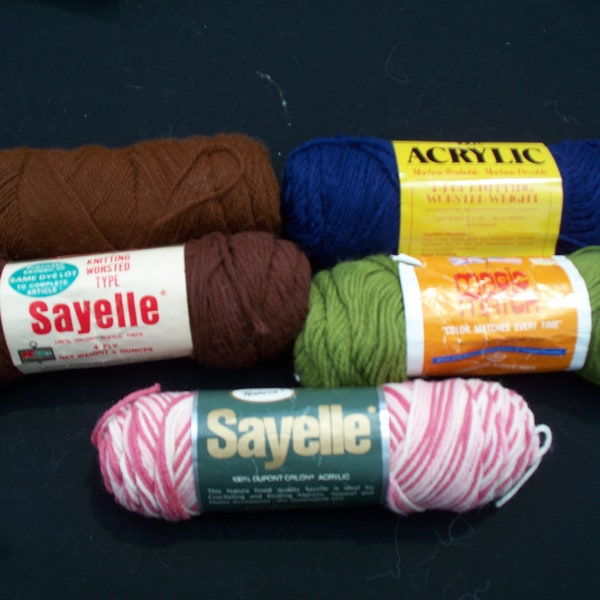 Sayelle, Magic Match and Rhapsody Yarn, Choice of Blue, Brown, Olive and Pink and Off-White Variegated, Free Shipping,