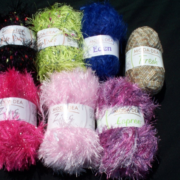 Moda Dea Fur Ever, Zing, Espree, Fresh or Eden Eyelash Yarn, Fuzzy Yarn, Specialty Yarn, Novelty Yarn, Free Shipping