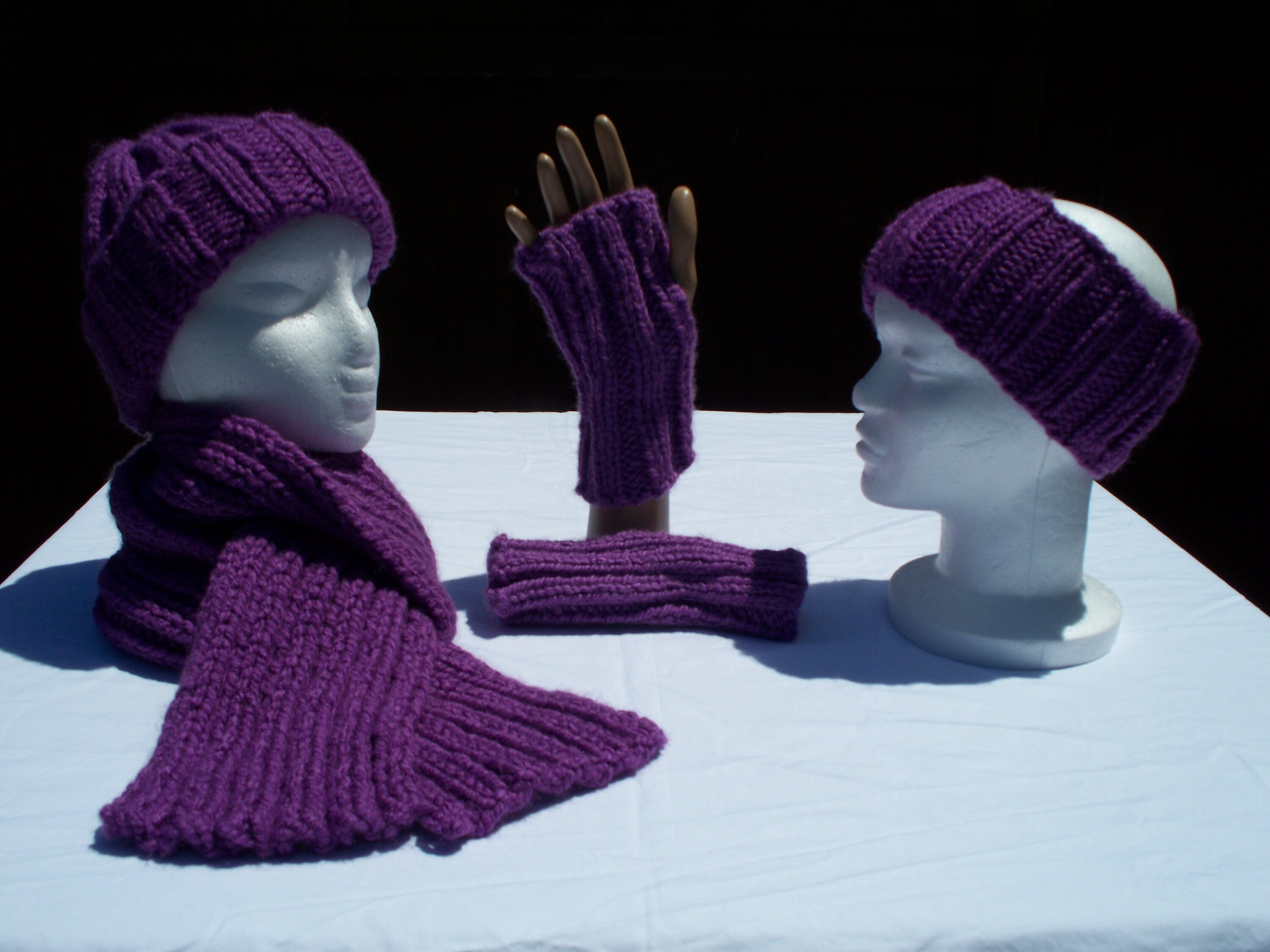 ?PURPLE Hat & Scarf Purple Knitted Hat and Scarf | Knit and Purl main image 2