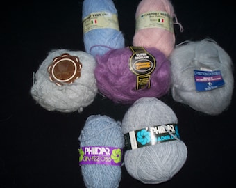 Vintage Fuzzy Yarn: Mohair, Acrylic, Wool Blend - Various Brands