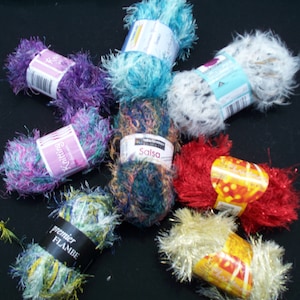 Eyelash Novelty Yarn: Fuzzy Specialty Yarn, Choice of Colors