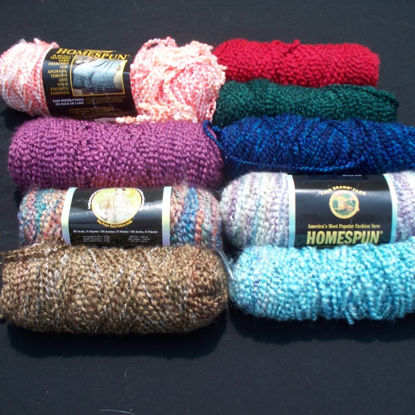 Lion Brand Homespun Boucle Yarn, Choice of Calypso, Painted Desert, Tudor, Pink, Red, Green, Blue, Brown, White, Purple, Free Shipping