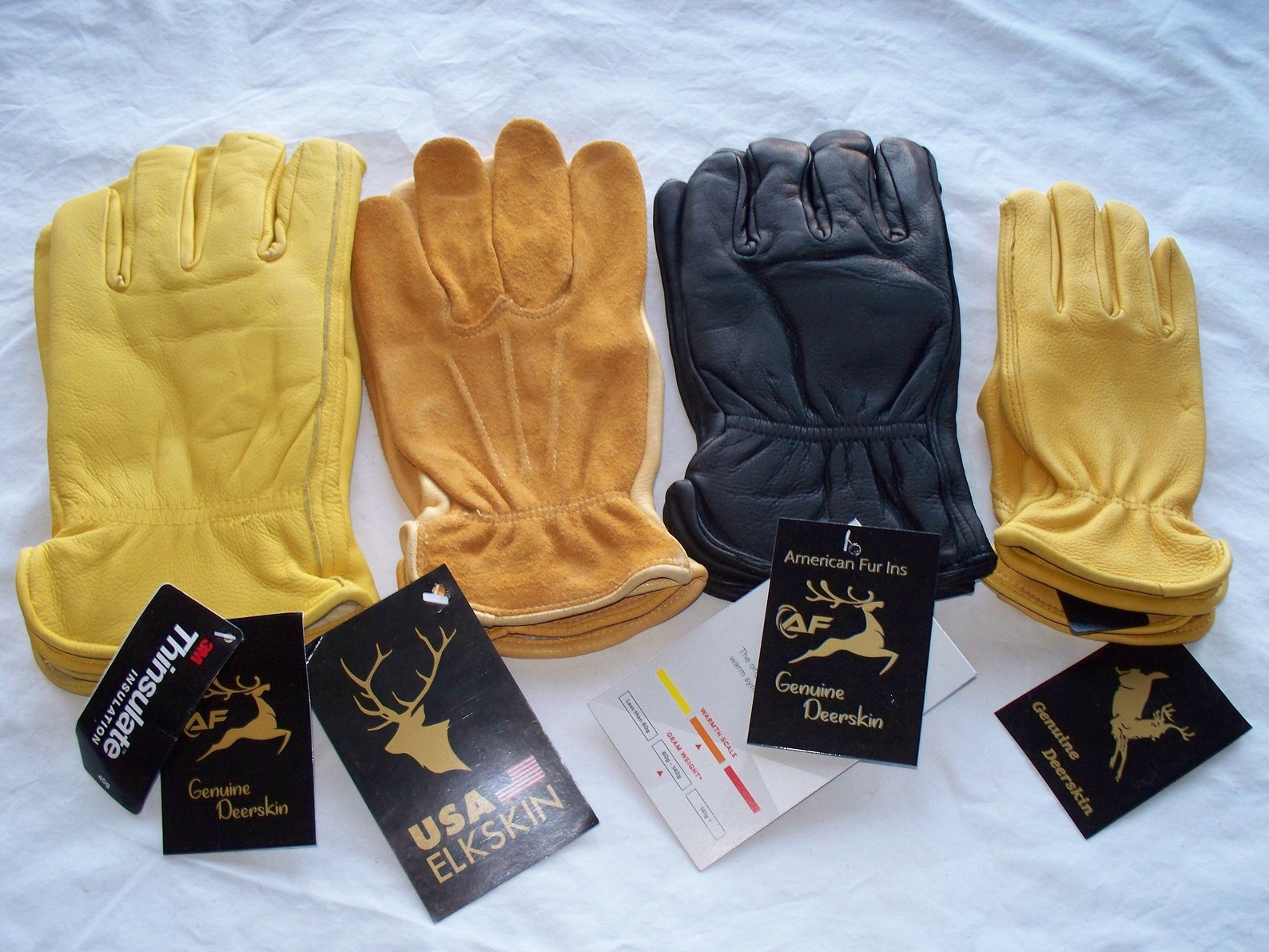 Deerskin and Elk Skin Gloves, Lined and Unlined, for Men and Women