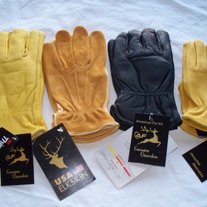 Deerskin and Elk Skin Gloves, Lined and Unlined, For Men and Women, Gardening, Motorcycle, Driving, Camping, Work Gloves, Free Shipping