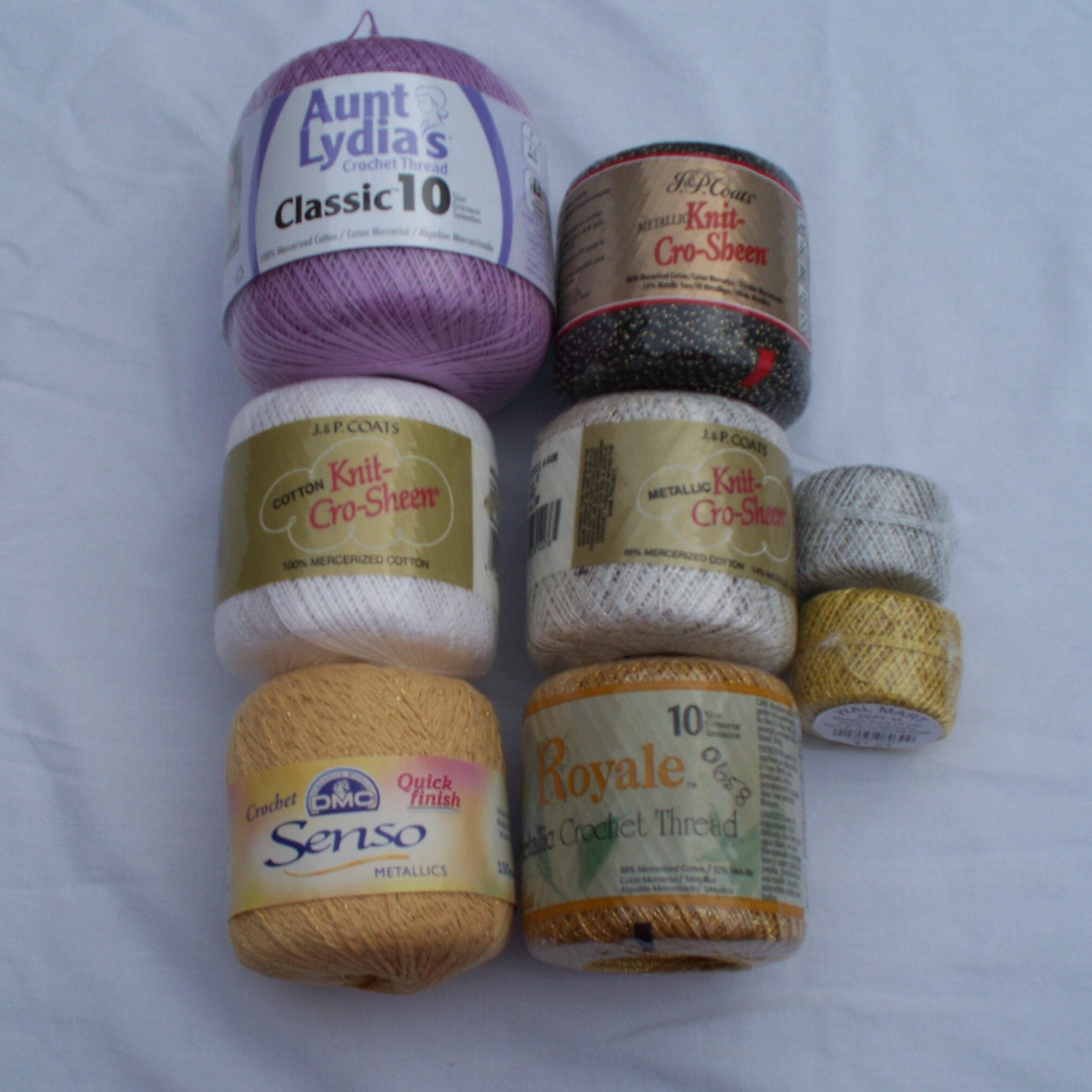 Aunt Lydia Metallic Gold/Gold Yarn - 3 Pack of 100y/91m - Mixed Materials -  10 - 100 Yards - Knitting/Crochet