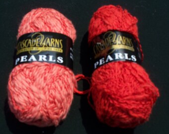 Cascade Yarns Pearls Boucle Yarn, Choice of Salmon or Dark Pink, Specialty Yarn, Novelty Yarn, Free Shipping