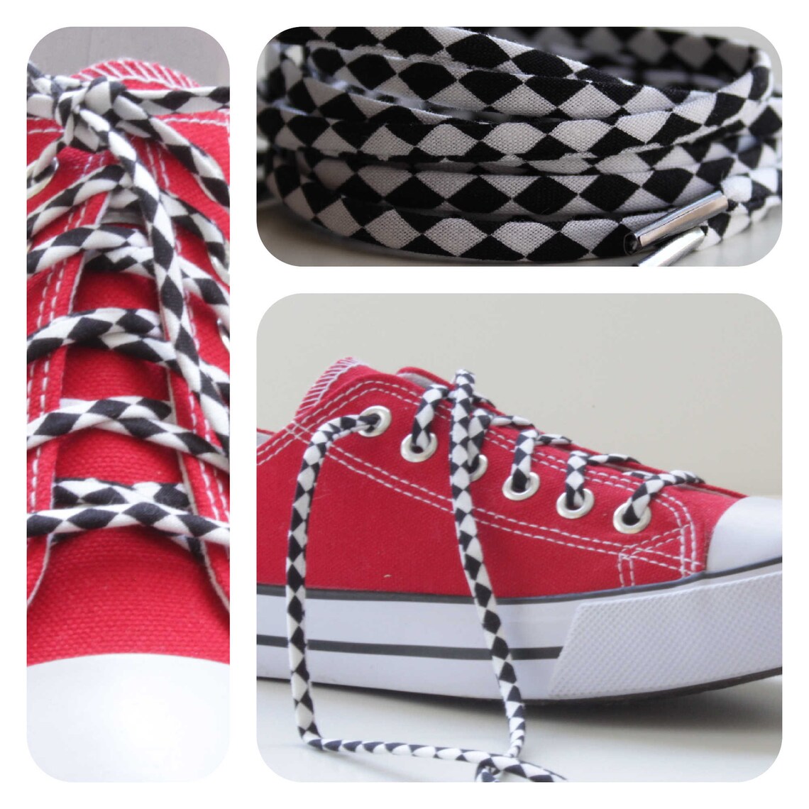 Shoelaces Black and White Shoe laces Checker Board Etsy