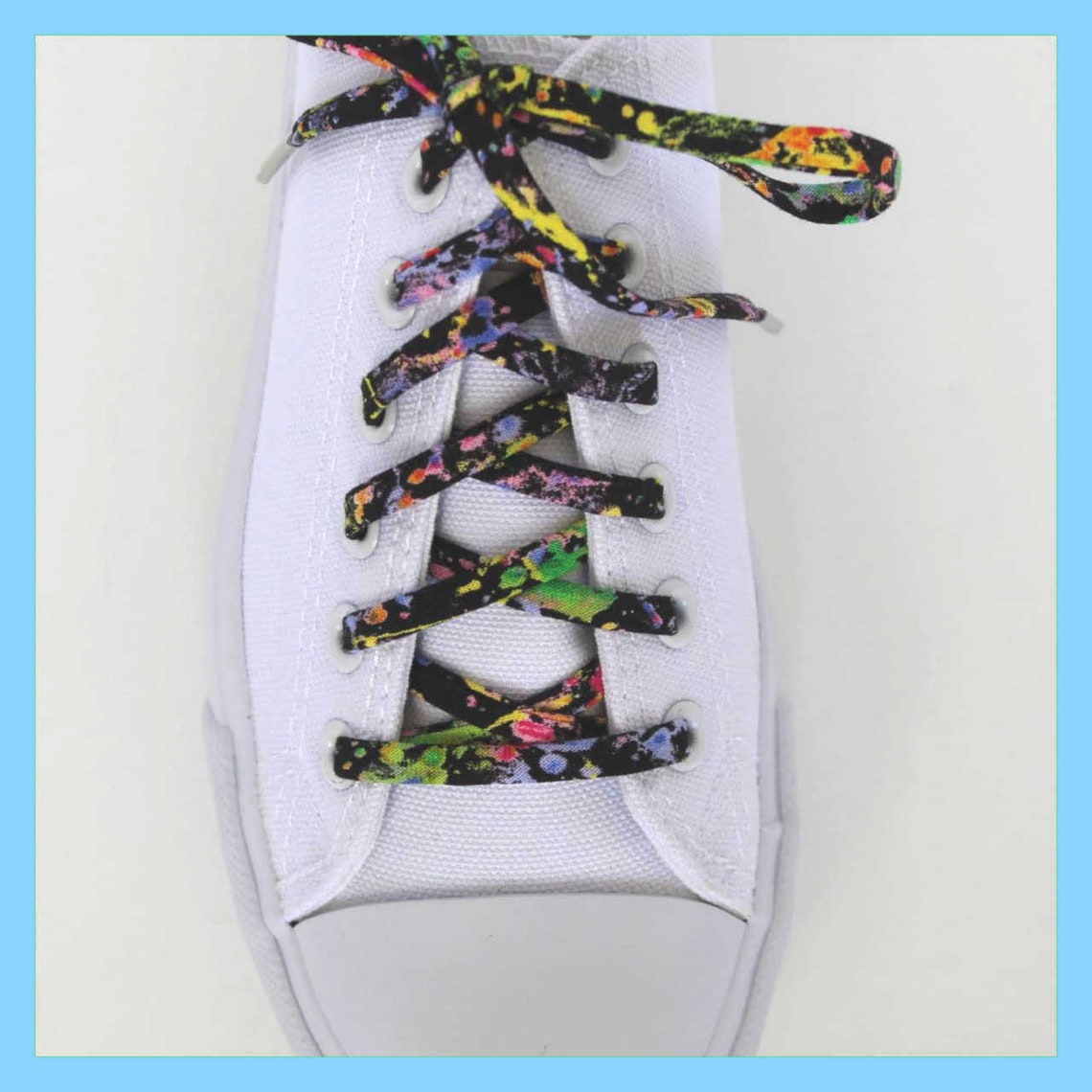 Shoelaces Black with Paint Splatters Cotton Shoestrings Etsy