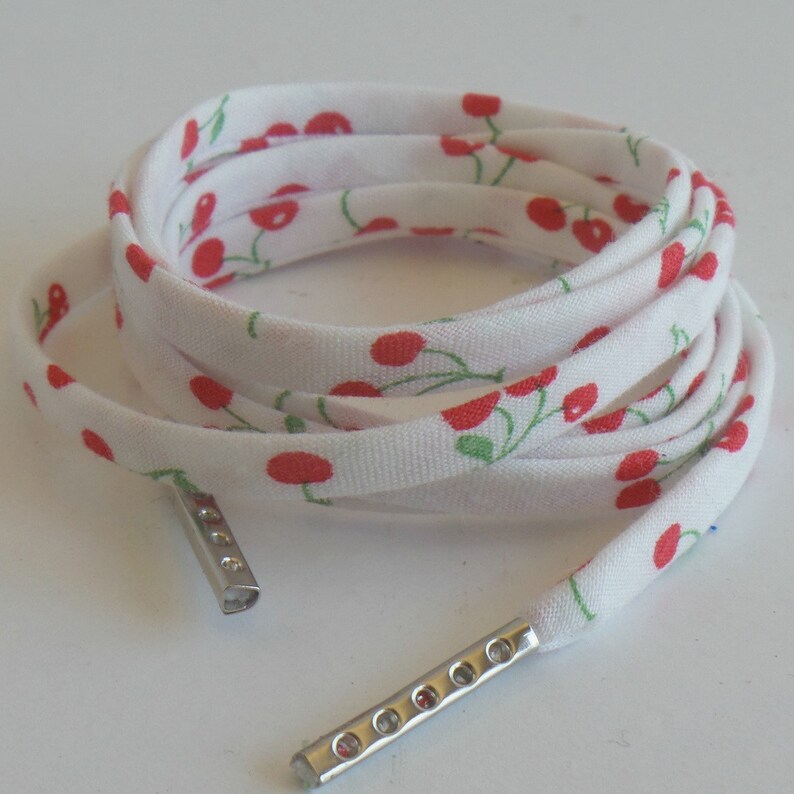 Shoelaces Cherries Red on White Wedding Shoe Laces Etsy