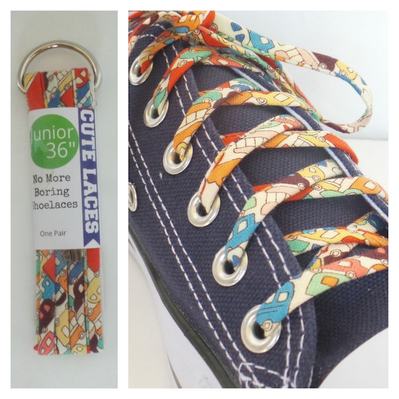 Metal Tipped Shoestrings Shoelaces covered in Tiny Cars Great for Teaching Kids to Tie Their Laces Passed a Driving Test Gift